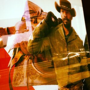 Jamie Foxx in Full Django Unchained on Academy Museum of Motion Pictures Window - Before Construction