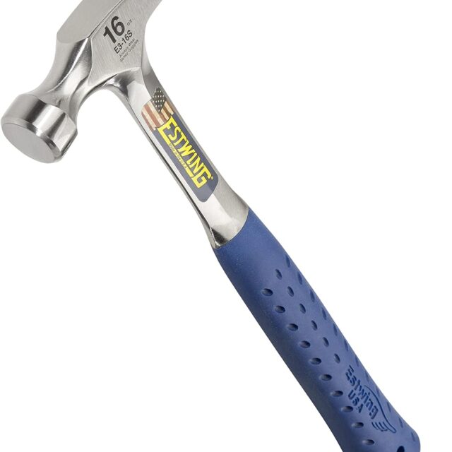 Estwing E3-16S 16 oz smooth-face rip hammer with blue Shock Reduction Grip